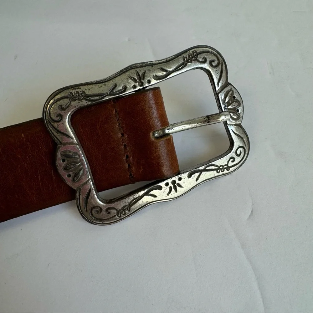 Vintage Y2K Brown Leather Belt‎ Western Boho Womens Large The Ritz Collection